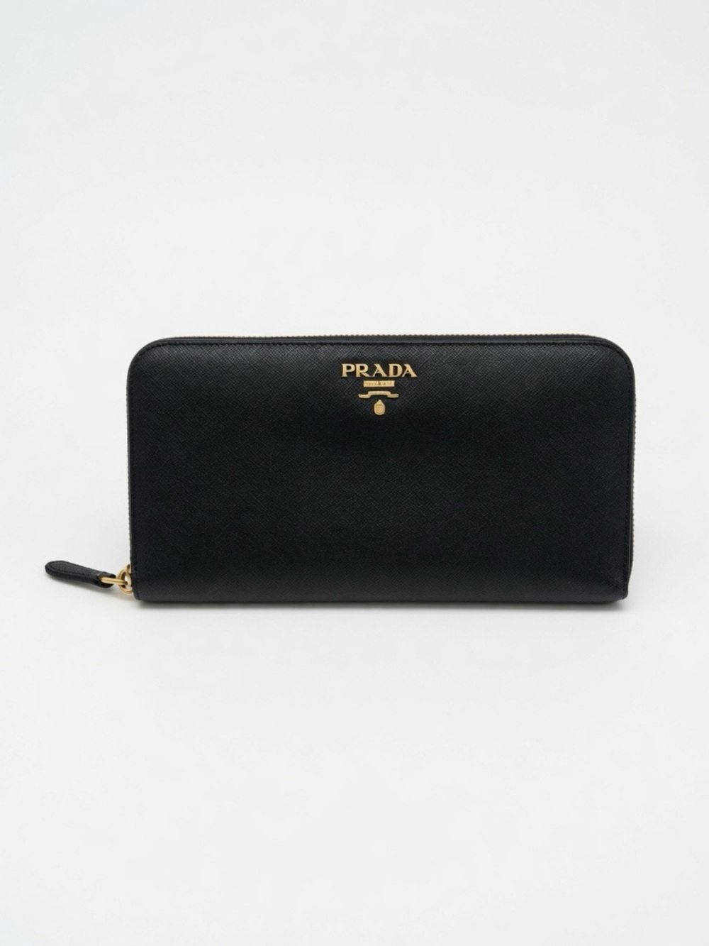 Prada Black Vitello Move E Zip Around Long Wallet 1ML506 Portaf Grande Lampo